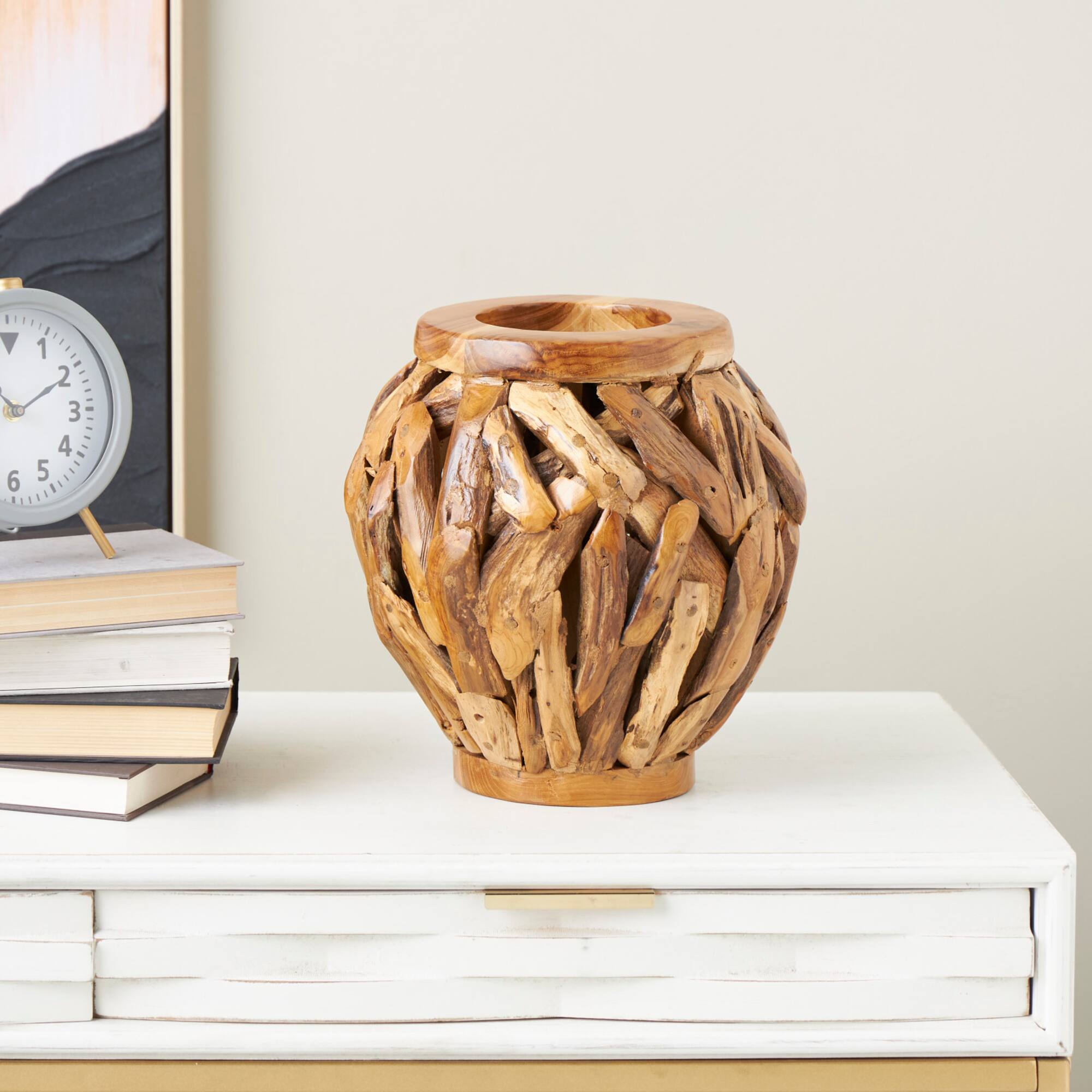 12" Natural Brown Handmade Live Edge Tree Branch Vase